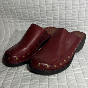 Born Majesty leather studded clogs in red